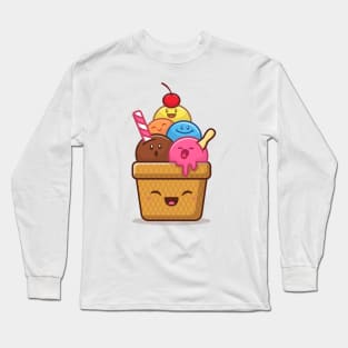 Happy Cute Ice Cream Long Sleeve T-Shirt